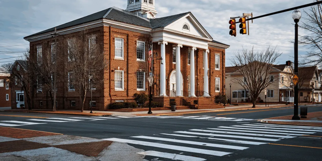 Municipal courthouse exterior in Central New Jersey