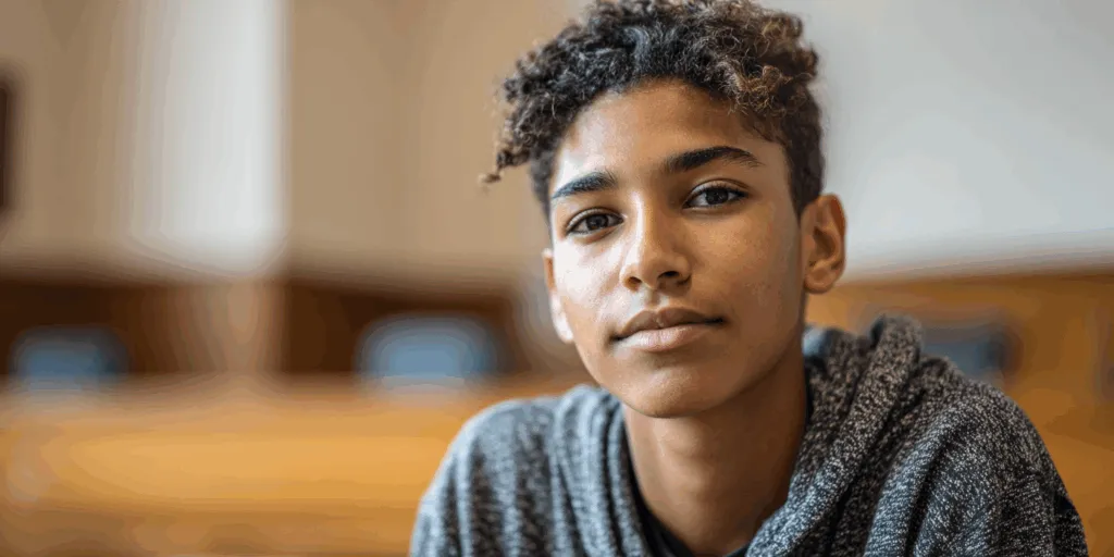 a respectful hopeful image showing a teenage boy or girl